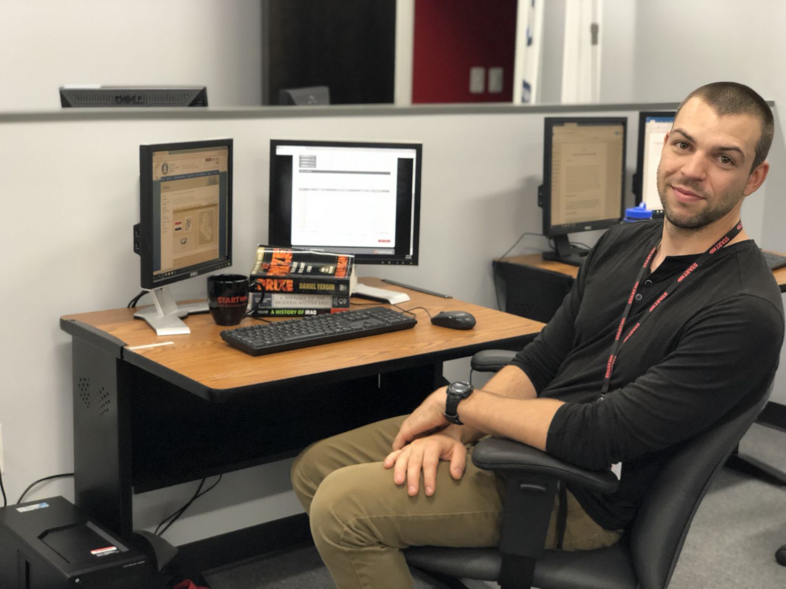 START intern Adrian Bushman at his desk