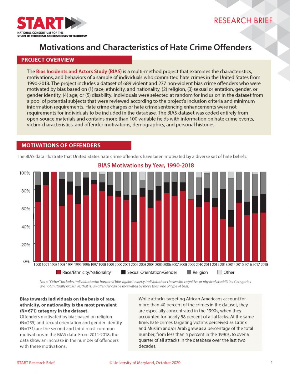 First page of Motivations and Characteristics of Hate Crime Offenders